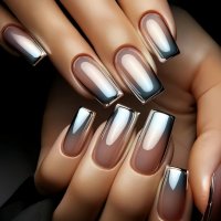 NA085 - Classy Electroplated Silver Gradient Nails